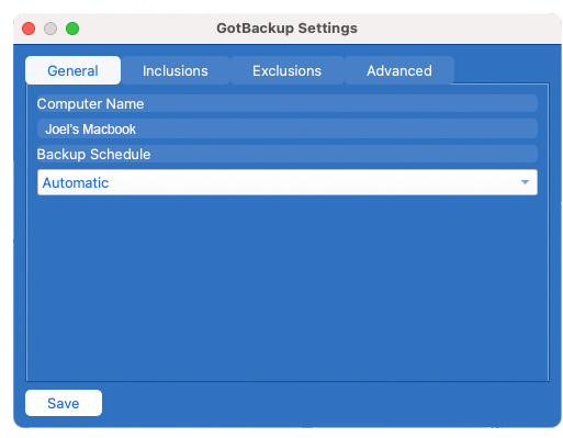 Panel de Configuración General