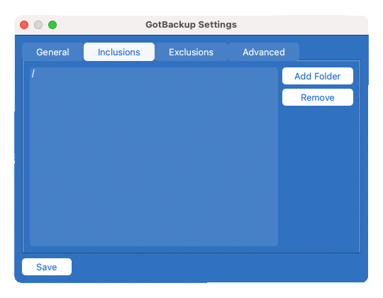 Panel de Configuración de Inclusiones
